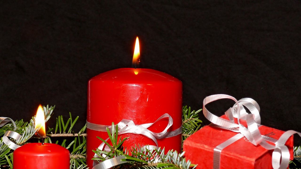 Wallpaper candles, needles, tape, fire, holiday, christmas