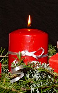 Preview wallpaper candles, needles, tape, fire, holiday, christmas