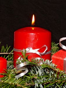 Preview wallpaper candles, needles, tape, fire, holiday, christmas