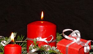 Preview wallpaper candles, needles, tape, fire, holiday, christmas