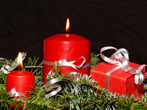 Preview wallpaper candles, needles, tape, fire, holiday, christmas