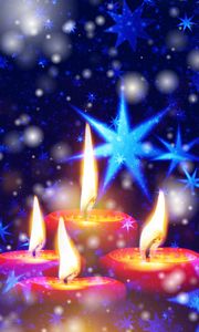 Preview wallpaper candles, stars, snowflakes, glitter