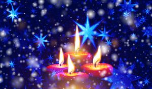 Preview wallpaper candles, stars, snowflakes, glitter