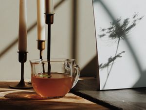 Preview wallpaper candles, tea, cup, light, room