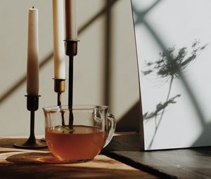 Preview wallpaper candles, tea, cup, light, room