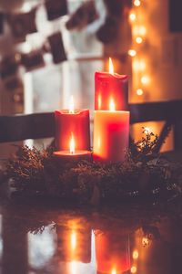 Preview wallpaper candles, wreath, pine needles, new year, christmas