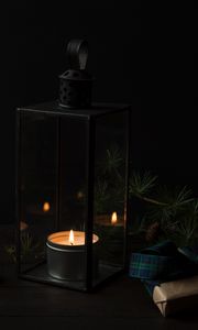 Preview wallpaper candlestick, candle, gifts, dark