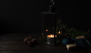 Preview wallpaper candlestick, candle, gifts, dark