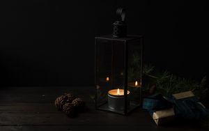 Preview wallpaper candlestick, candle, gifts, dark