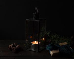 Preview wallpaper candlestick, candle, gifts, dark