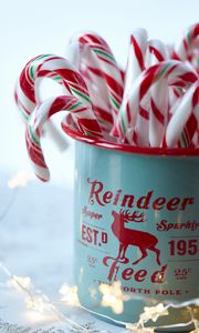 Preview wallpaper candy canes, candy, mug, new year, christmas