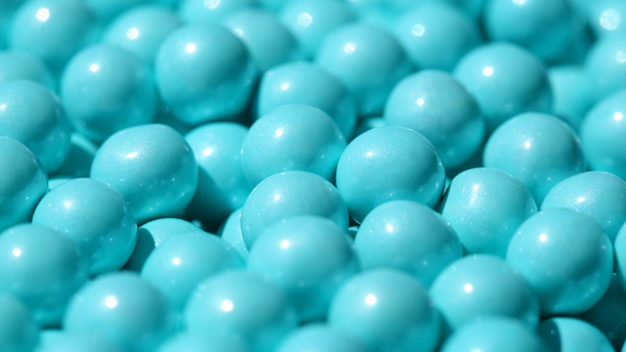 Wallpaper candy, dragee, balls, blue, macro