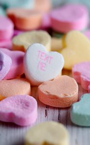 Preview wallpaper candy, hearts, inscription, macro, colorful