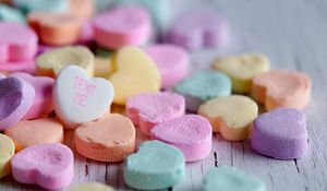 Preview wallpaper candy, hearts, inscription, macro, colorful