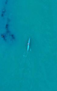 Preview wallpaper canoe, boat, water, aerial view