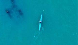 Preview wallpaper canoe, boat, water, aerial view