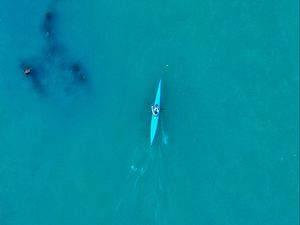 Preview wallpaper canoe, boat, water, aerial view
