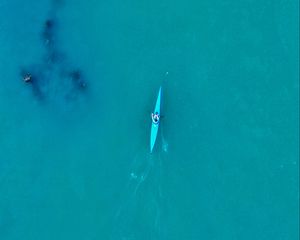 Preview wallpaper canoe, boat, water, aerial view