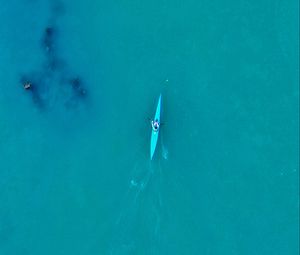 Preview wallpaper canoe, boat, water, aerial view