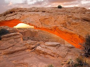 Preview wallpaper canyon, arch, form, window, vegetation