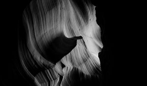 Preview wallpaper canyon, bw, layers, dark, darkness