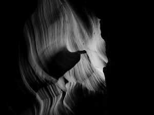 Preview wallpaper canyon, bw, layers, dark, darkness