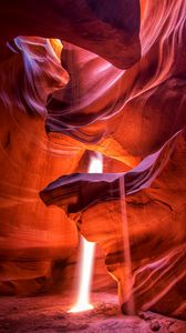 Preview wallpaper canyon, cave, sand, relief, rays