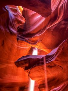 Preview wallpaper canyon, cave, sand, relief, rays