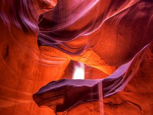Preview wallpaper canyon, cave, sand, relief, rays
