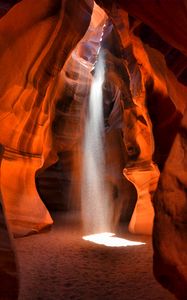 Preview wallpaper canyon, cave, sand, sunlight