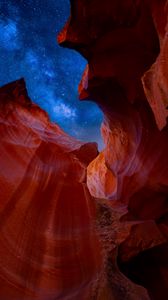 Preview wallpaper canyon, cave, starry sky