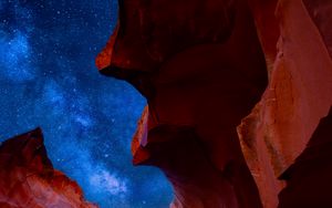 Preview wallpaper canyon, cave, starry sky