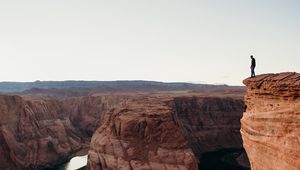 Preview wallpaper canyon, cliff, man, alone