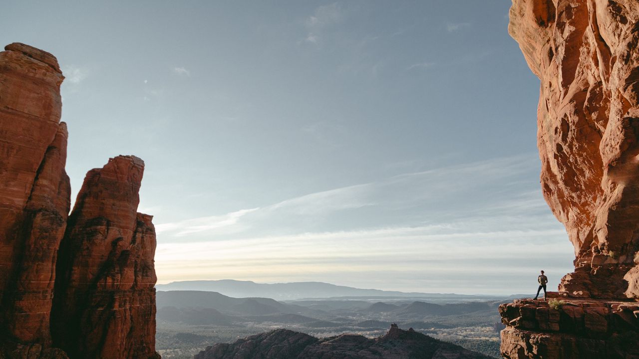 Wallpaper canyon, cliff, silhouette, rocks, mountains