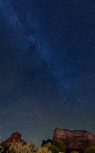 Preview wallpaper canyon, cliffs, starry sky, night, landscape