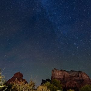 Preview wallpaper canyon, cliffs, starry sky, night, landscape