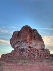 Preview wallpaper canyon, desert, mountain, clouds, sky, evening