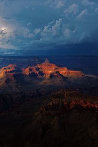 Preview wallpaper canyon, grand canyon, clouds, overcast, night