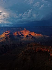 Preview wallpaper canyon, grand canyon, clouds, overcast, night