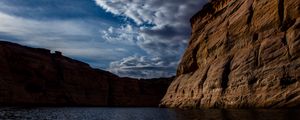 Preview wallpaper canyon, lake, cliff, shore, stony, deep