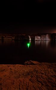 Preview wallpaper canyon, lake, light, reflection, night