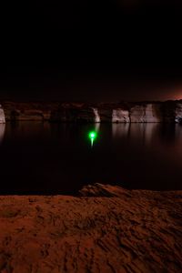 Preview wallpaper canyon, lake, light, reflection, night