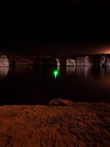 Preview wallpaper canyon, lake, light, reflection, night