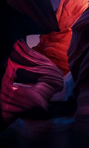 Preview wallpaper canyon, layers, night, starry sky