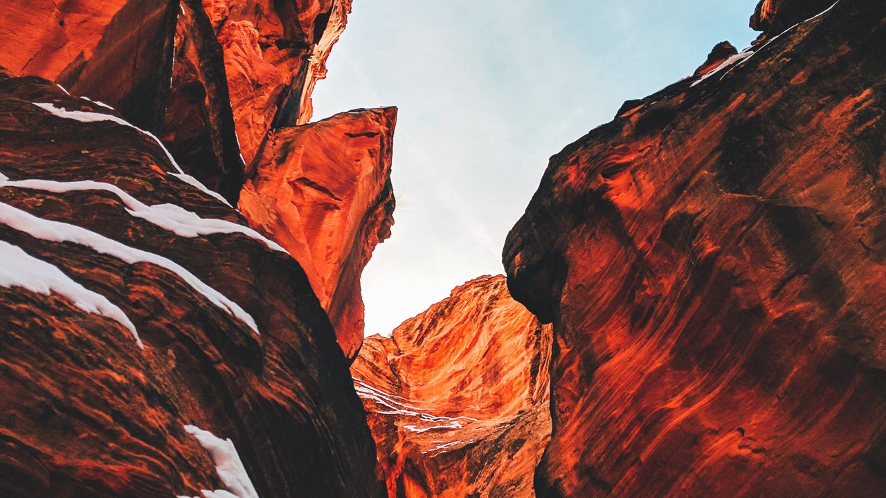 Wallpaper canyon, layers, sky, mountains