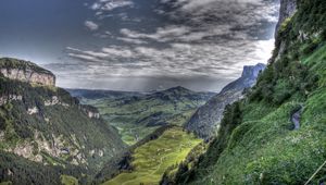 Preview wallpaper canyon, mountains, rocks, clouds