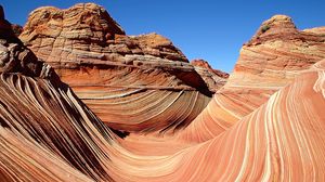 Preview wallpaper canyon, pattern, lines, orange, stones