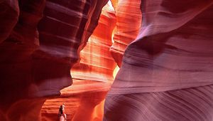 Preview wallpaper canyon, patterns, bends, person