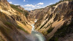 Preview wallpaper canyon, river, trees, clouds, landscape