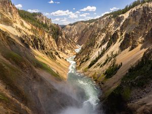 Preview wallpaper canyon, river, trees, clouds, landscape